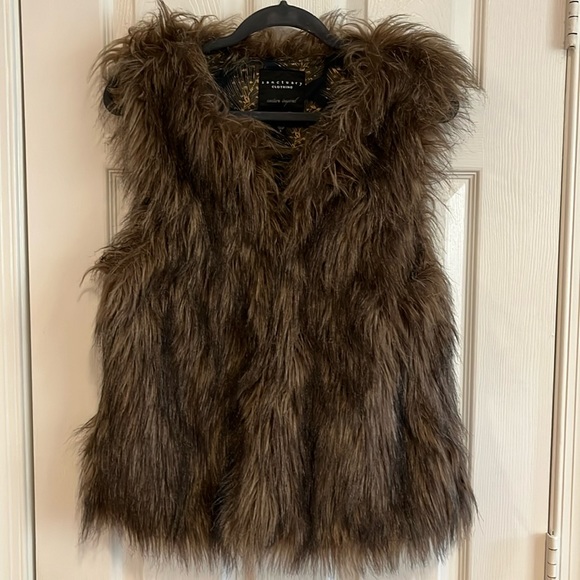 Anthropologie Faux fur outer shell vest Sanctuary Clothing size small - Picture 1 of 5